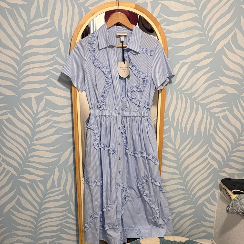 Kate Spade Light Blue Ruffle Midi Dress